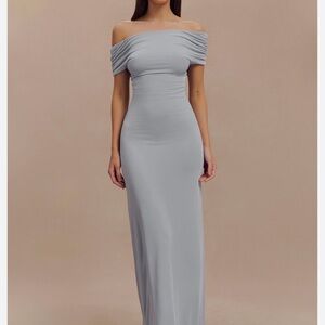 Meshki Imogen Off Shoulder Slinky Maxi Dress